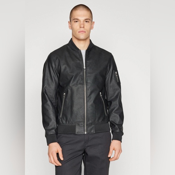Brand New Jack & Jones Faux Leather Bomber Jacket – Size Small - Picture 1 of 14